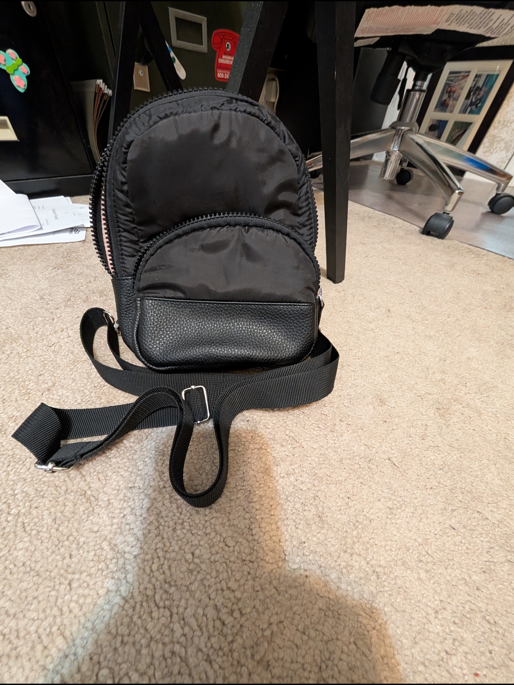 Black Women's Mini Convertible Crossbody/ Backpack - Unbranded